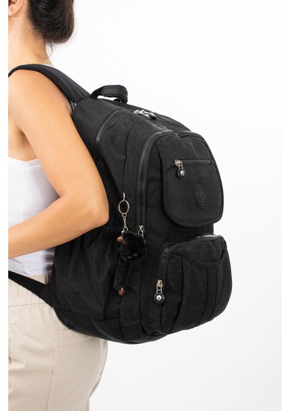 Ultra Hafif Çok Cepli Su Geçirmez Sırt Çantası Unisex Siyah (Model: 571-2E)