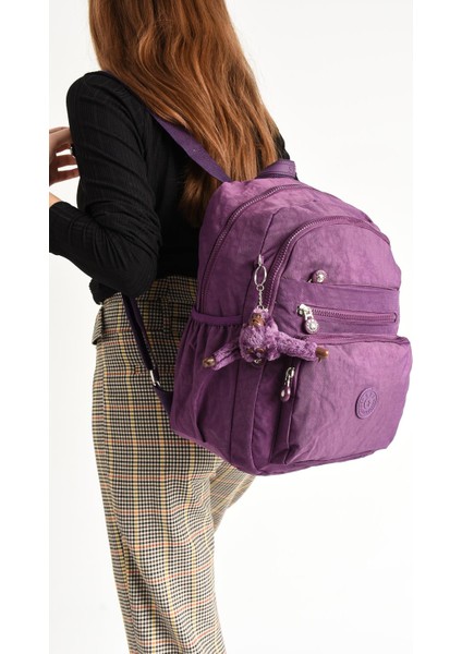 Ultra Hafif Orta Boy Sırt Çantası Çok Cepli Mor (Model: 571-4B)