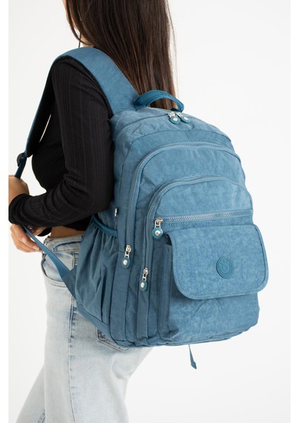Ultra Hafif Çok Cepli Su Geçirmez Sırt Çantası Unisex Mavi (MODEL:571-2A)