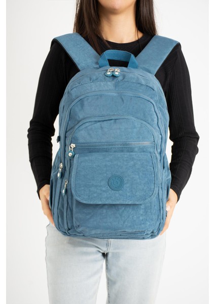 Ultra Hafif Çok Cepli Su Geçirmez Sırt Çantası Unisex Mavi (MODEL:571-2A)