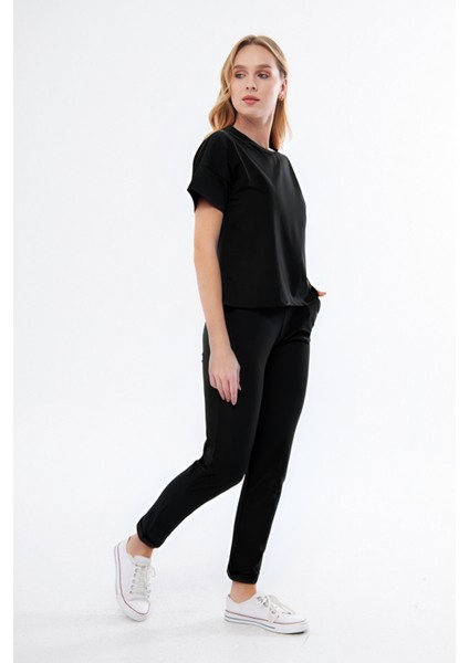 Kadın Slim Fit Yüksek Bel Ince Günlük Yeni Sezon Eşofman Takımı