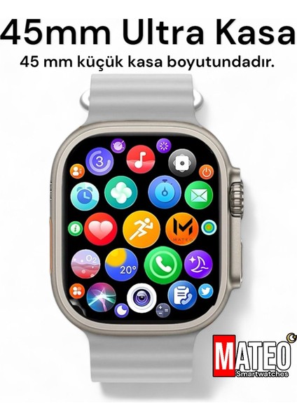 200-300 Mah Akıllı Saat Watch Ultra 45MM ve Bluetooth Kablosuz Kulaklık Android Ios Uyumlu 2 In 1 G