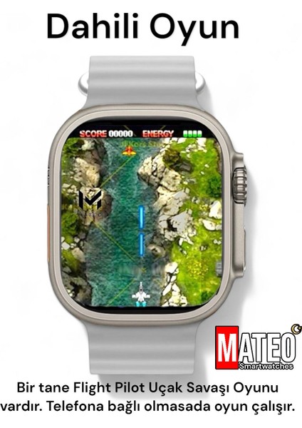 200-300 Mah Akıllı Saat Watch Ultra 45MM ve Bluetooth Kablosuz Kulaklık Android Ios Uyumlu 2 In 1 G