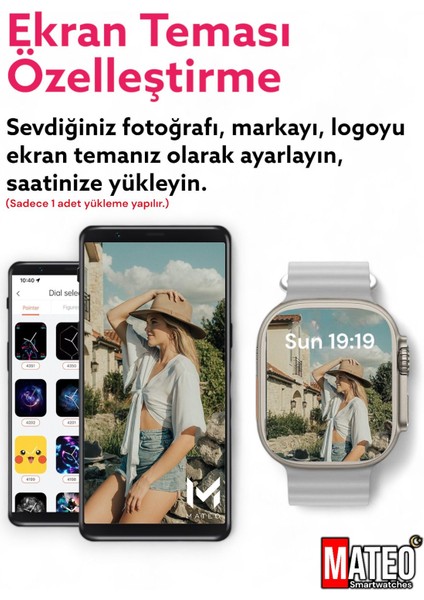 200-300 Mah Akıllı Saat Watch Ultra 45MM ve Bluetooth Kablosuz Kulaklık Android Ios Uyumlu 2 In 1 G