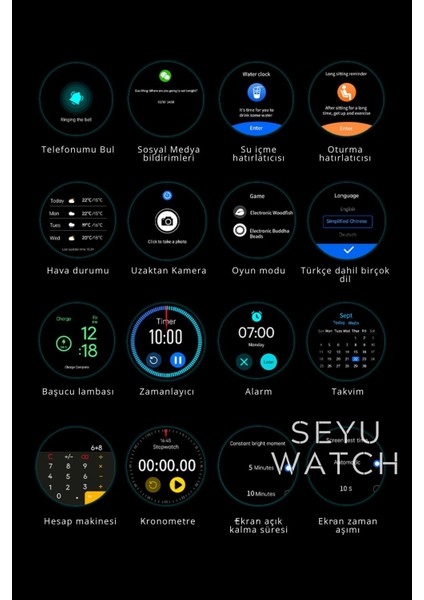 Seyu Watch 200-300 Mah Watch 4 Gs Pro Kordon Hediyeli 46MM Akıllı Saat Iphone ve Android Tüm Telefonlara Uyuml