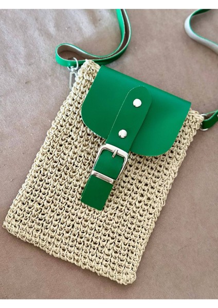 Hasır Mini Bag, Cep Telefonu Çantası Yeşil / Standart