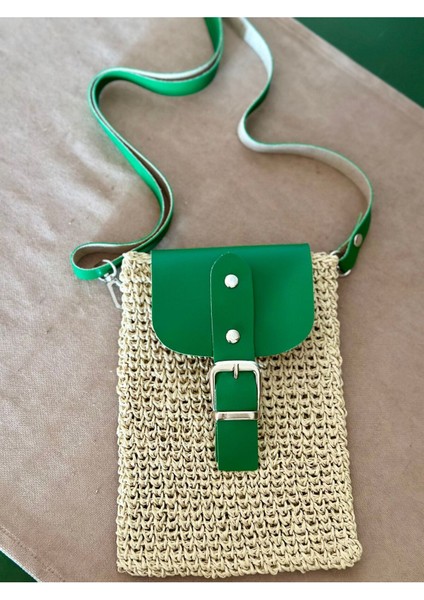 Hasır Mini Bag, Cep Telefonu Çantası Yeşil / Standart modelleri