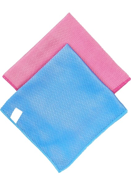 Rombus 2'li Mikrofiber Oto Cam ve Jant Silme Bezi 40X40 cm 235GR/M2-PEMBE/MAVI