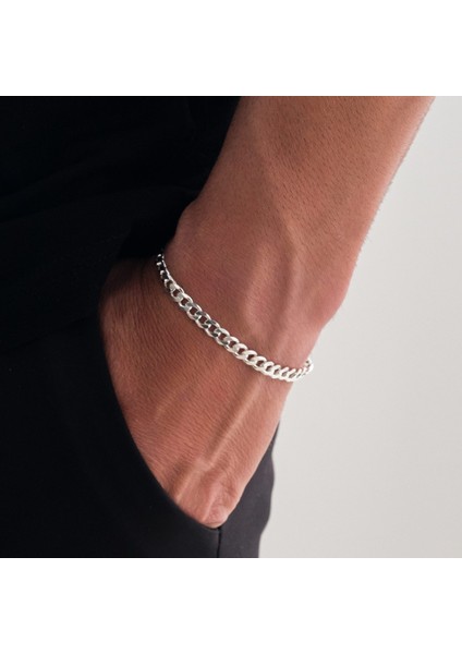 925 Ayar Gümüş Zincir 6mm Gurmet Bileklik
