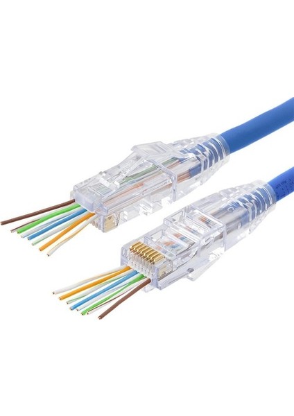 10 Adet Yeni Nesil Delikli Açık Uçlu Cat6 Ez RJ45 Konnektör Utp Jack