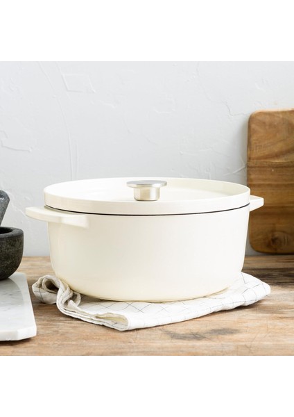 Döküm Demir Tencere Krem 26 cm - 5.2 L
