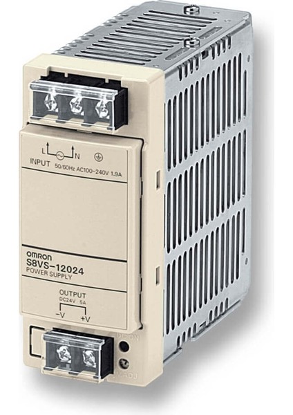 S8VS-12024 Endüstriyel 24V 5A 120W Anahtarlamalı Güç Kaynağı, DIN Ray Montajlı