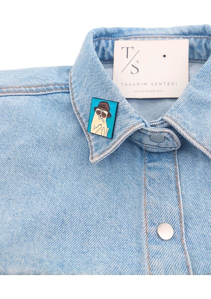 Rozet Metal Broş Yaka Okul Çantası Kıyafet Şapka Takı Aksesuar Hunter S Thompson Cat Kedi Portre fiyatları