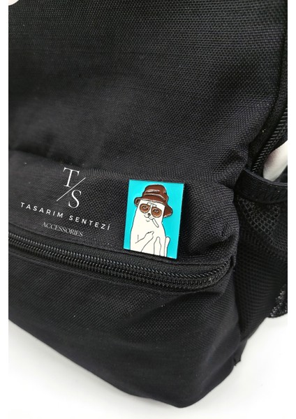 Rozet Metal Broş Yaka Okul Çantası Kıyafet Şapka Takı Aksesuar Hunter S Thompson Cat Kedi Portre modelleri