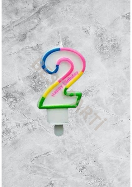 2 Rakamı Gökkuşağı Renk Duğum Günü Pasta Mumu