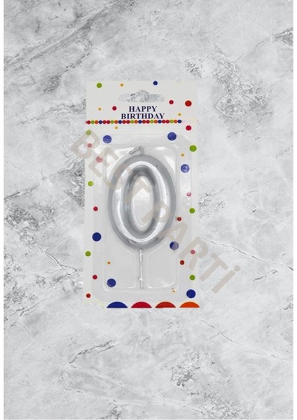 0 Rakamı Gümüş Renk Duğum Günü Pasta Mumu