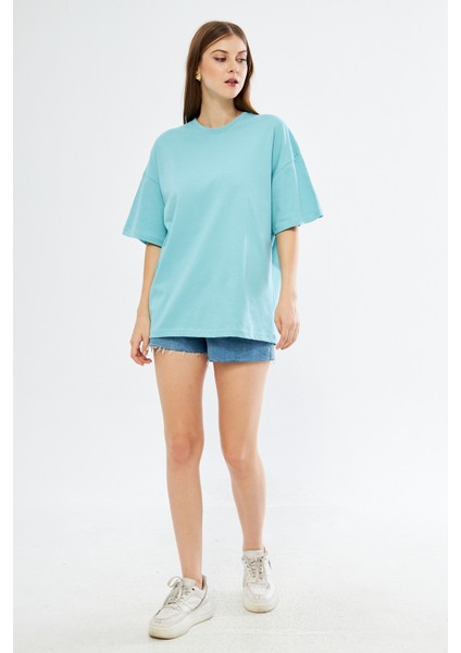 Unisex Pamuklu Bisiklet Yaka Oversize Bol Boyfriend Örme T-Shirt modelleri