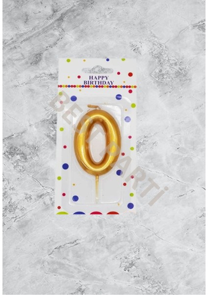 0 Rakamı Gold Renk Duğum Günü Pasta Mumu