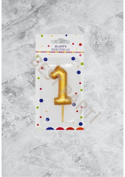 1 Rakamı Gold Renk Duğum Günü Pasta Mumu