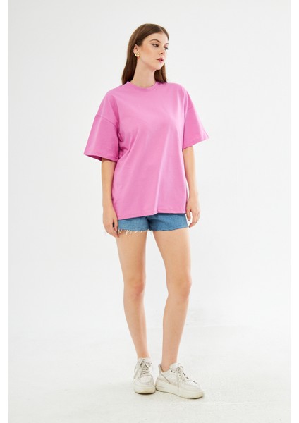 Unisex Pamuklu Bisiklet Yaka Oversize Bol Boyfriend Örme T-Shirt fırsatları