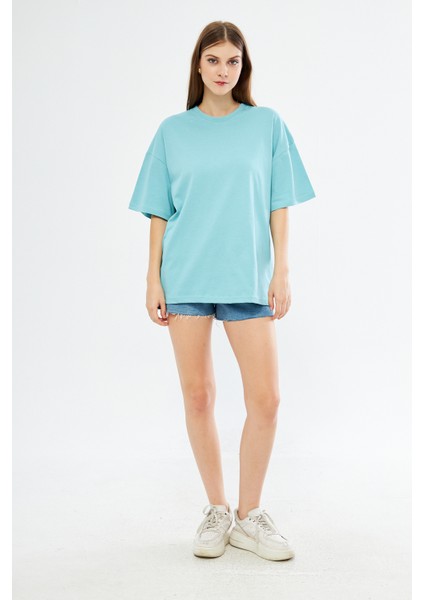 Unisex Pamuklu Bisiklet Yaka Oversize Bol Boyfriend Örme T-Shirt fırsatları