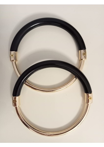 Siyah-Gold Yuvarlak Çanta Sapı