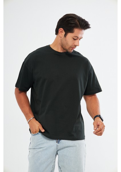 Unisex Pamuklu Bisiklet Yaka Oversize Bol Boyfriend Örme T-Shirt