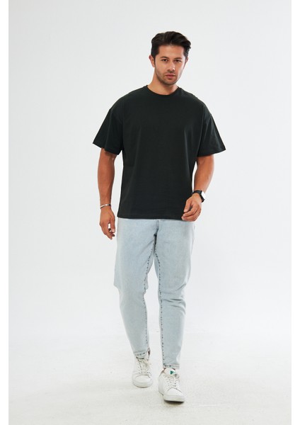 Unisex Pamuklu Bisiklet Yaka Oversize Bol Boyfriend Örme T-Shirt indirimleri