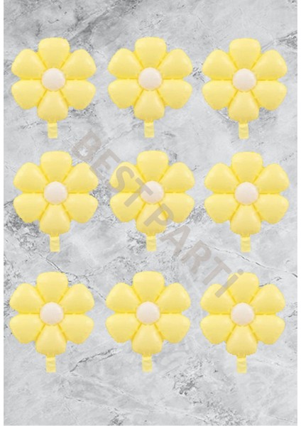 Papatya Folyo Balon Seti 9'lu Makaron Sarı