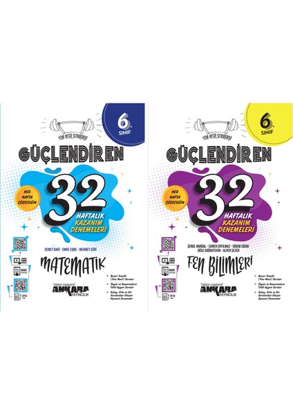 2025 6. Sınıf Matematik Güçlendiren 32 Haftalık Deneme - Fen Bilimleri Güçlendiren 32 Haftalık Deneme Seti 2 Kitap