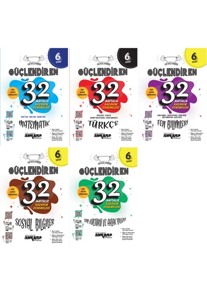 2025 6. Sınıf Matematik Güçlendiren 32 Haftalık Deneme - Türkçe Güçlendiren 32 Haftalık Deneme - Fen Bilimleri Güçlendiren 32 Haftalık Deneme Seti 5 Kitap