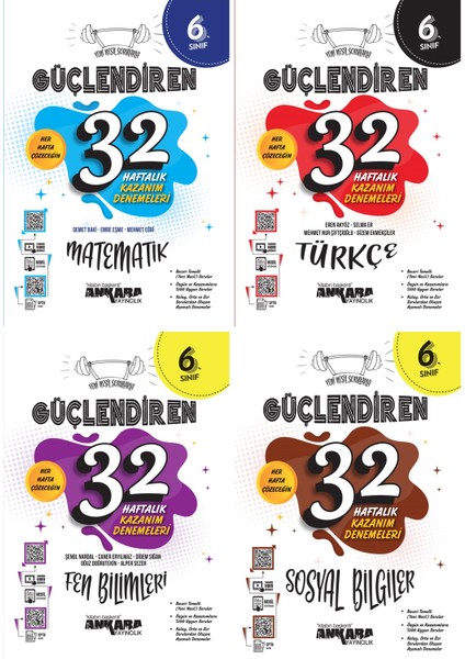 2025 6. Sınıf Matematik Güçlendiren 32 Haftalık Deneme - Türkçe Güçlendiren 32 Haftalık Deneme - Fen Bilimleri Güçlendiren 32 Haftalık Deneme 4'lü Set