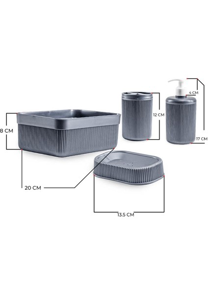 4 Lü Plastik Banyo Seti Fırçalık Sabunluk Organizer modelleri