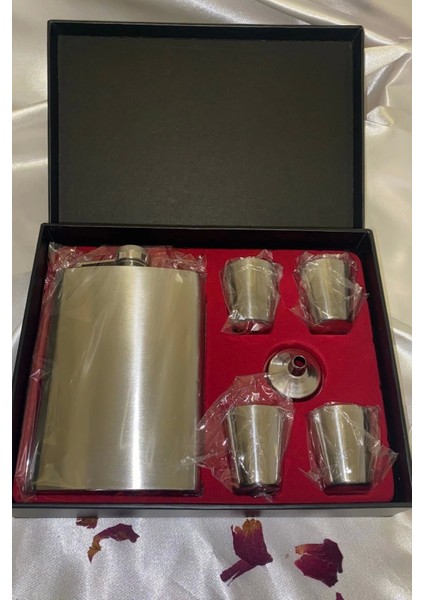 Matara Çelik Paslanmaz Kanyak Viski Takila Matara 4 Shout Bardak Va Huni indirimleri