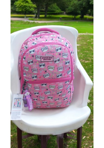 Kitty Kedi Model Pembe Okul Çantası ve Beslenme Çantası modelleri