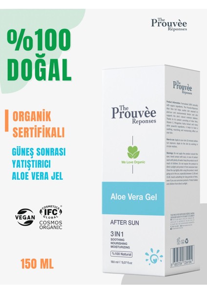 The Prouvee Reponses Organik After Sun Aloe Vera Jel 150 ml