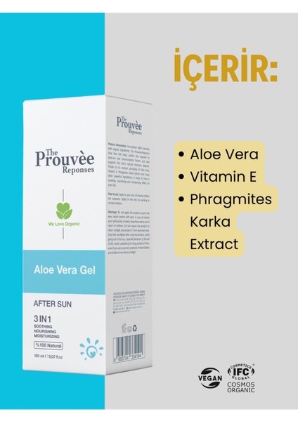 The Prouvee Reponses Organik After Sun Aloe Vera Jel 150 ml