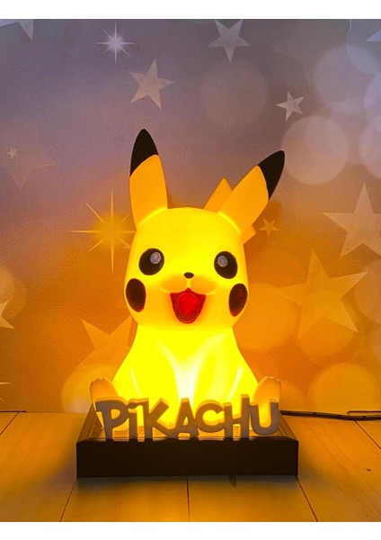 Meg Art 3D Pikachu Gece Lambası Çocuk Odası Gece Lambası Masaüstü Lambası