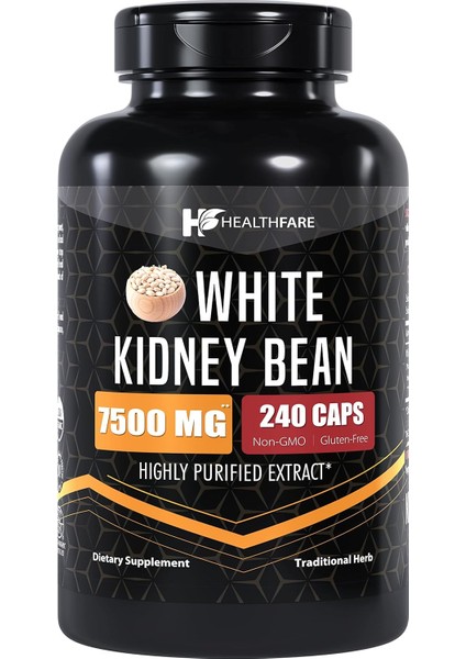 Dietary Supplement White kidney bean extract 7500 mg pure carb blocker 240 kapsul