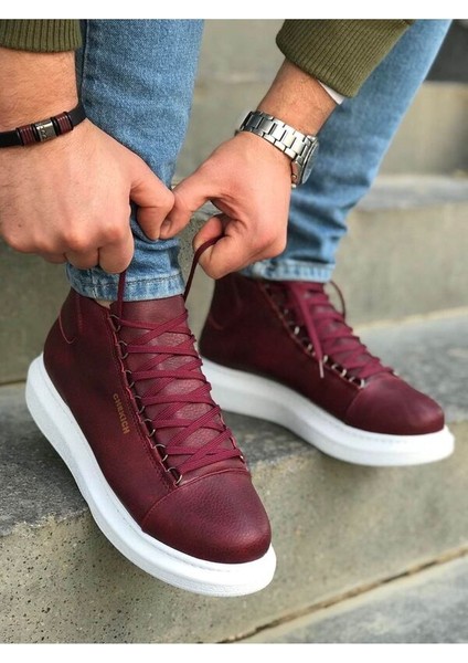 Uomo Forte Gnt-3942 Erkek Bilek Boy Spor Ayakkabı Bordo