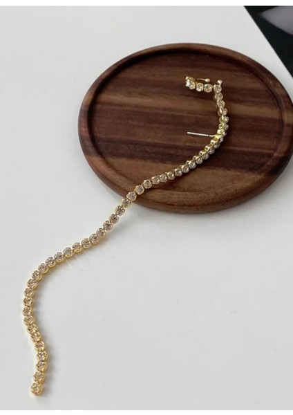 Çelik Pırlanta Sallantılı Earcuff Küpe