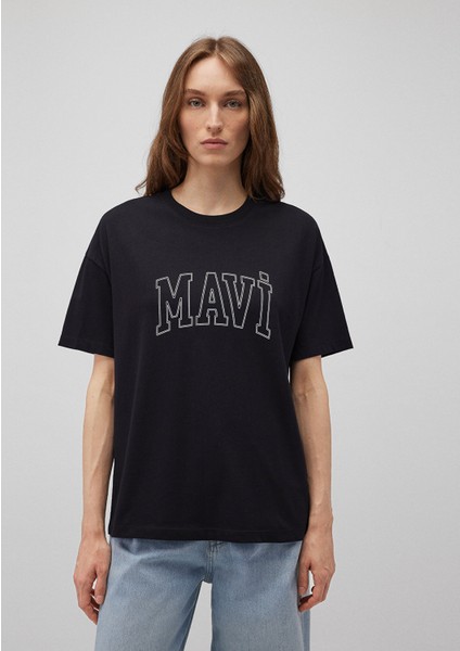 Mavi Logo Baskılı Siyah Tişört 1611193-900