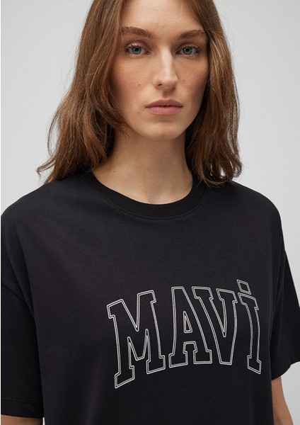 Mavi Logo Baskılı Siyah Tişört 1611193-900