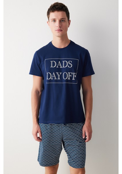 Erkek Dads Day Çok Renkli Şort Pijama Takımı