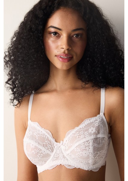 Curvy Lace Dantel Beyaz Sütyen