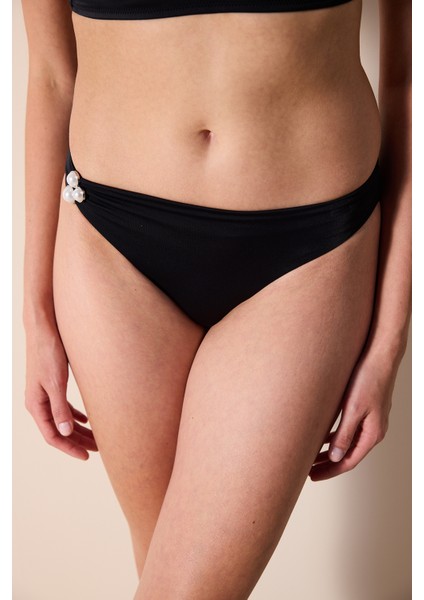Pearl Side Siyah Siyah Bikini Altı