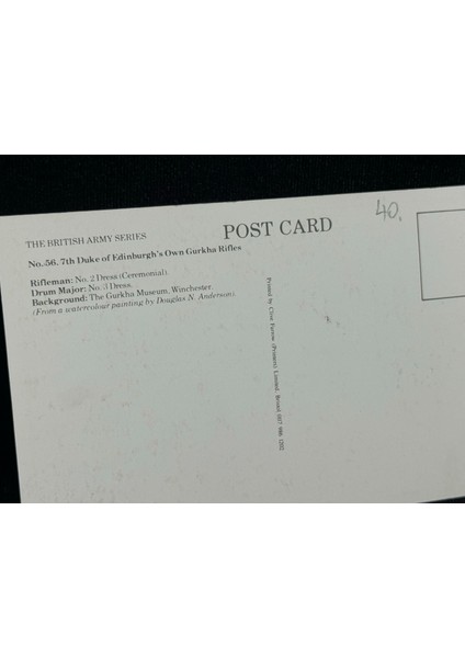 1995 Ingiltere Kartpostal Britanya Ordusu Postcard The Duke Of Edinburgh's Own Gurkha Rifles Military Uniforms
