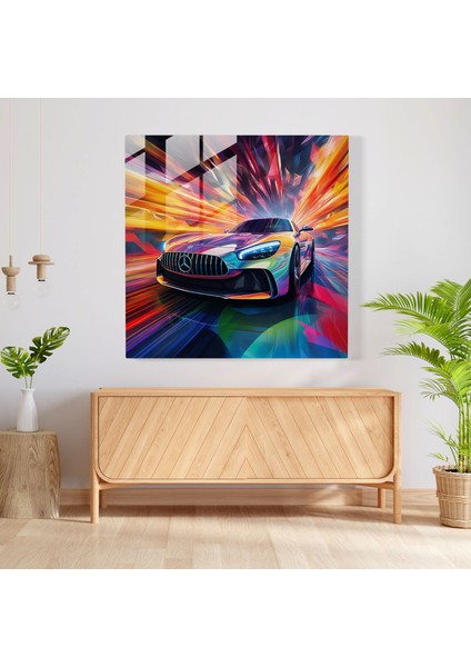 Fütüristik Mercedes Cam Baskı - Mercedes, Canlı Arka Plan, Fütüristik Araç, Dijital Sanat Çalışması, 30 x 30 cm fiyatları
