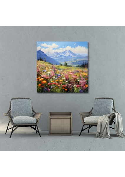 Anadolu Kanvas Tablo - Görkemli Dağ Kır Çiçekleri - Anadolu, Yağlıboya Tablo, Kır Çiçekleri, Ev Dekorasyonu, 30 x 30 cm modelleri