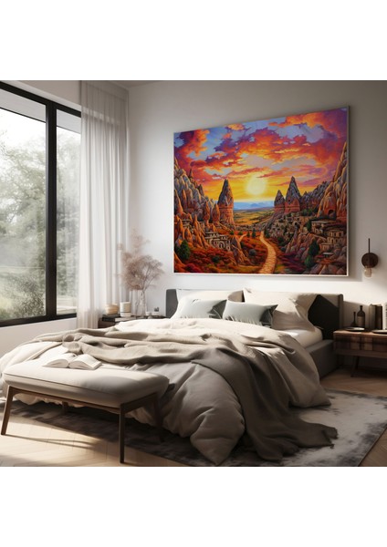 Anadolu Kanvas Tablo - Büyüleyici Kapadokya Gün Batımı - Anadolu, Anadolu, Duvar Dekorasyonu, Kapadokya, 70 x 70 cm modelleri